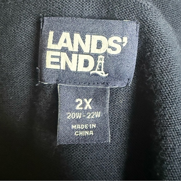 Lands End Womens Navy Blue Sweater Cardigan With Pockets Size 2X Light Weight - Picture 10 of 12